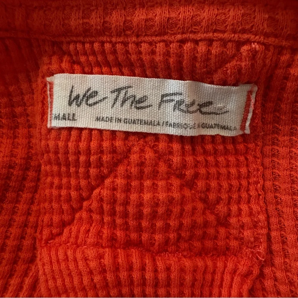 We The Free Snowy Thermal Tunic Top Oversized Boat Neck Waffle Orange Size Small